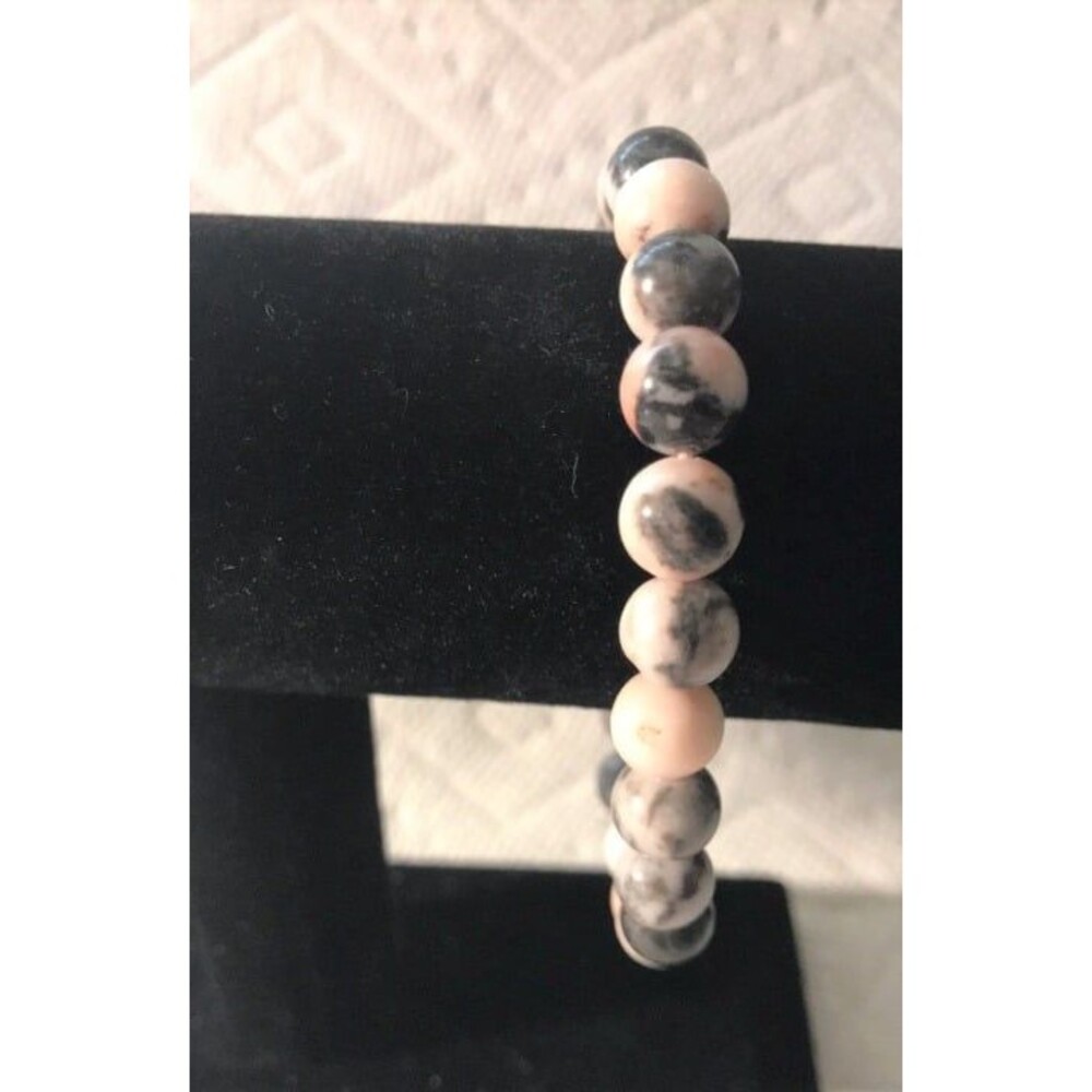 Pink Zebra Jasper Beaded Bracelet - 8mm